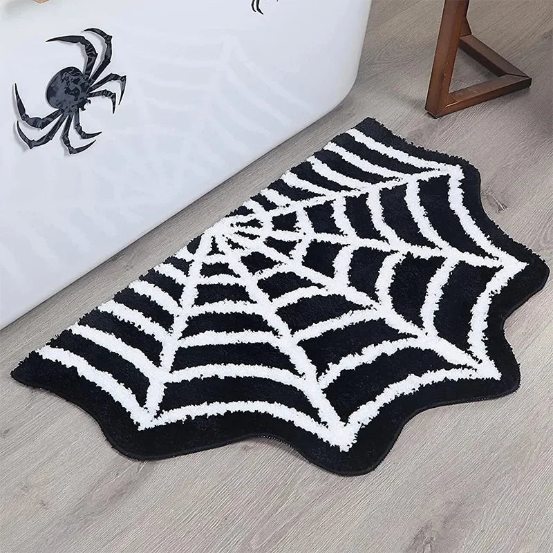 Black Spider Web Halloween Rug - The Unique Gallery