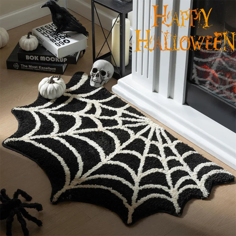 Black Spider Web Halloween Rug - The Unique Gallery